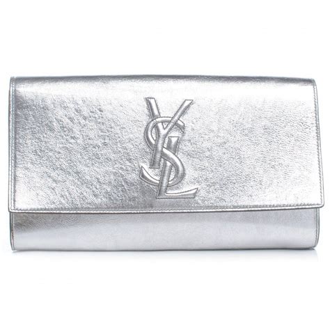 ysl belle de jour silver clutch|SAINT LAURENT Metallic Belle de Jour Clutch Silver.